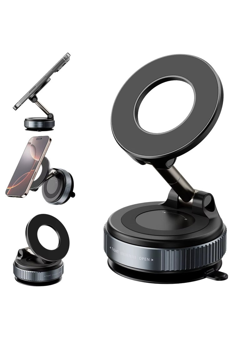 360° Magnetic Car Phone Holder | Strong Suction Dashboard & Windshield Mount | MagSafe Compatible Car Mount for iPhone & All Smartphones | Universal Mobile Stand - Image 1