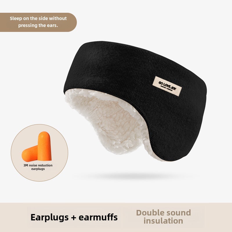 Winter Velvet Adjustable Earmuffs for Women Black + earplugs [DEZ38]]
