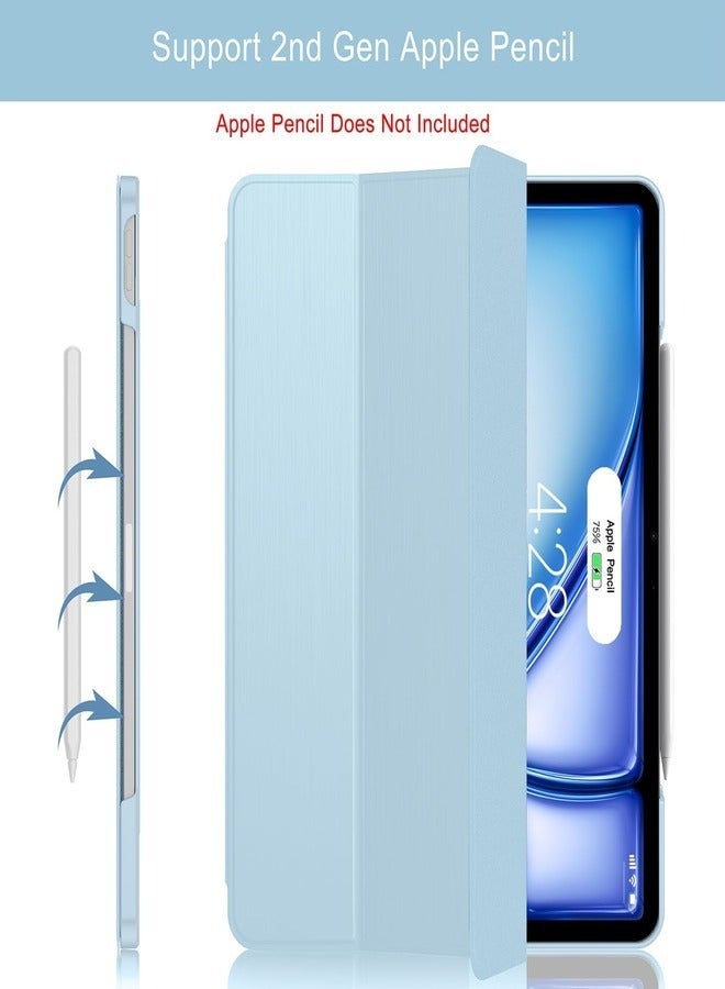 Raxoom Slim Trifold Stand Case for iPad Air 13-Inch M2 (2024) and iPad Pro 12.9 (6th/5th/4th Gen) with Pencil Holder - Sky Blue - Image 3