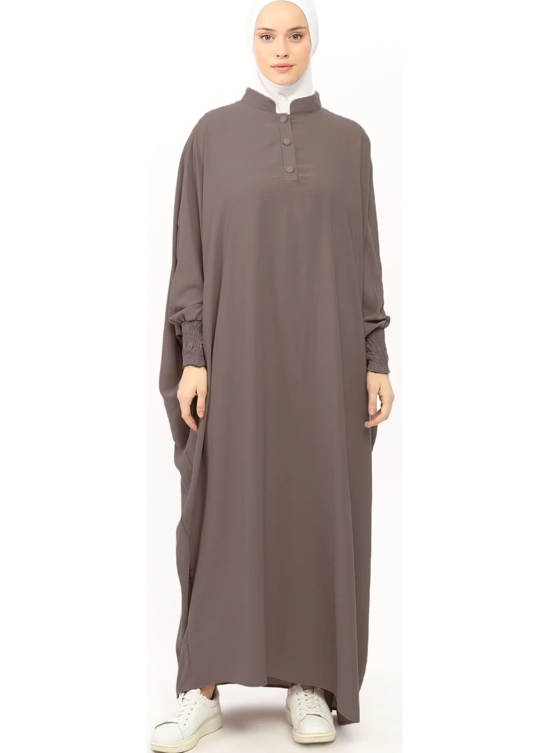 التوبة Women's Medina Silk Abaya Abaya Dress Judge Collar Bat Sleeve Hijab Dress