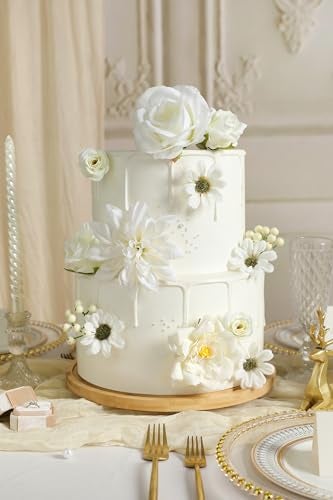 Koroni Flowers Artificial Flowers Combo Box Set White Flowers Silk Fake Roses with Stems for DIY Wedding Bouquets,Floral Arrangement,Table Centerpieces,Baby Shower, Home Decor - Image 5
