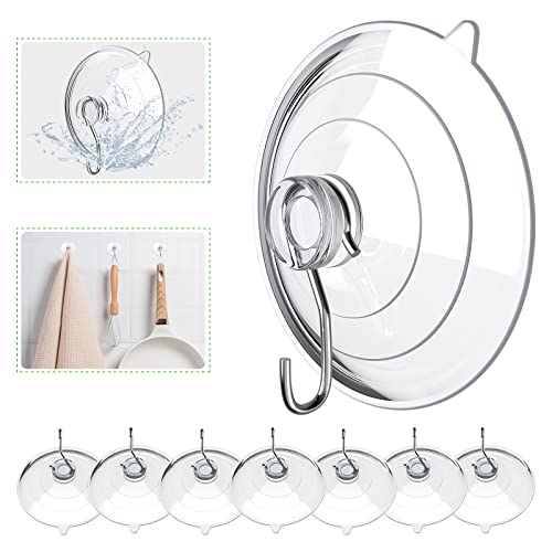 HangerSpace Suction Cup Hooks, 2.5 Inches Clear Suction Cups with Metal Hooks Large Suction Cup for Kitchen Bathroom Shower Wall Window Door - 8 Pack - Image 1