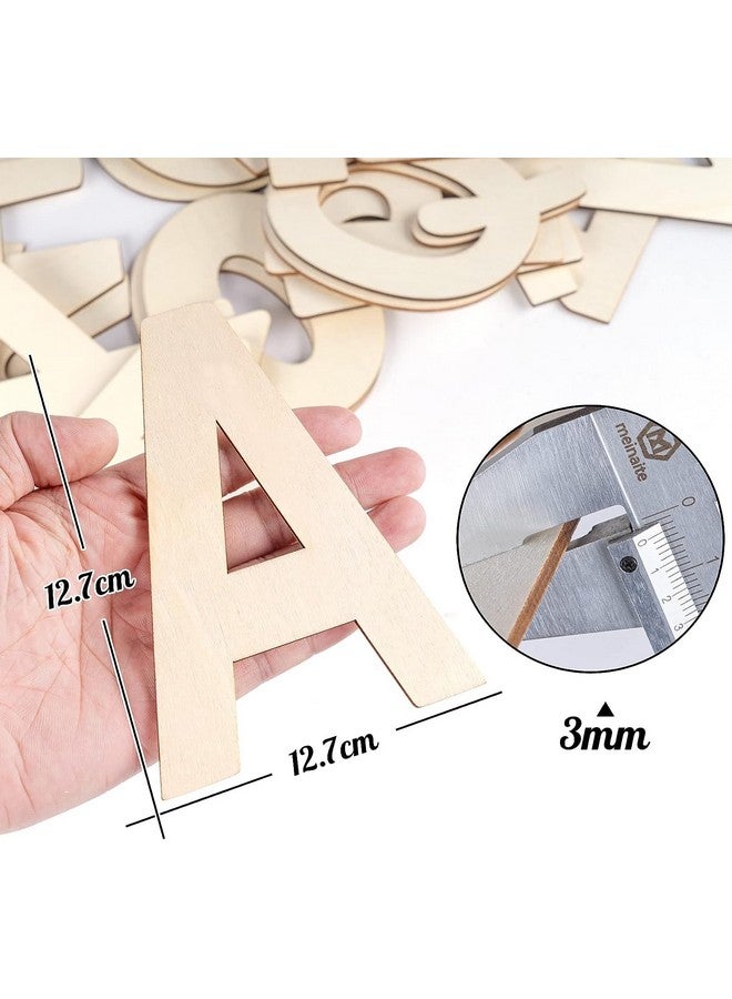 CLITHS Cliths 5" Wooden Letters - 52 Pcs Wood Alphabet Letters for Crafts Wood Letters Sign Decoration Unfinished Wood Letters for Painting/Wall Decor/Letter Board/DIY  - Image 2