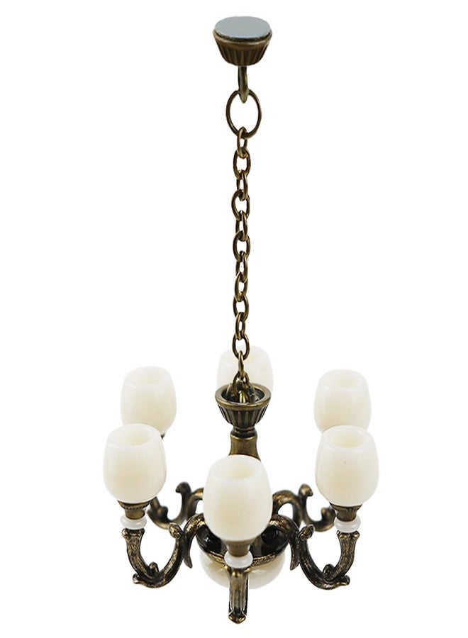 YOLUFER 1:12 Dollhouse Ceiling Lamp Model, Miniature Chandelier Lamp, Mini Ceiling Lamp for Dollhouse (Bronze) - Image 1