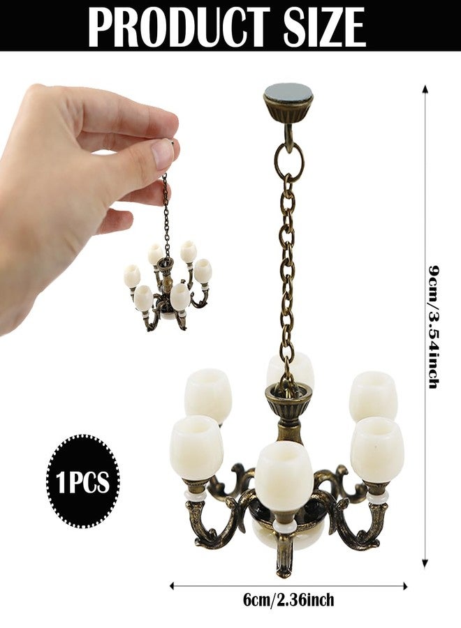 YOLUFER 1:12 Dollhouse Ceiling Lamp Model, Miniature Chandelier Lamp, Mini Ceiling Lamp for Dollhouse (Bronze) - Image 2