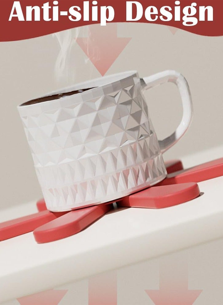 مجموعة من 3 وقايات شجرة سيليكون لديكور عيد الميلاد ، ركائز للأطباق الساخنة ، مقاومة للحرارة - مضادة للانزلاق - سهلة التنظيف - مفارش قابلة للطي لطاولة الطعام - Image 4