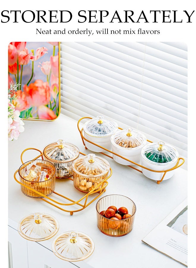 DUNISO 4Pcs Nut and Candy Serving Tray,Storage Bowls with Lid and Gold Plated Shelf,Divided Snack Serving Bowls, Appetizer Food Display Dish Platter,Dustproof and Durable, for Home Decoration Party - Image 5