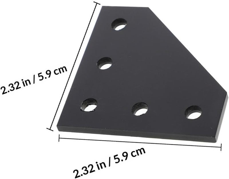 4pcs Aluminum Alloy 5-Hole L Shape Metal Angle Brackets Black for 2020 Series Aluminum Profile Frame Reinforcement Joining Plates Industrial Hardware - Image 2