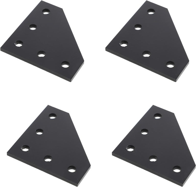 4pcs Aluminum Alloy 5-Hole L Shape Metal Angle Brackets Black for 2020 Series Aluminum Profile Frame Reinforcement Joining Plates Industrial Hardware - Image 1