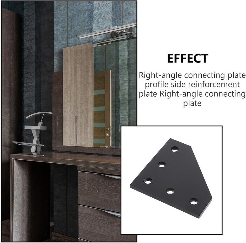 4pcs Aluminum Alloy 5-Hole L Shape Metal Angle Brackets Black for 2020 Series Aluminum Profile Frame Reinforcement Joining Plates Industrial Hardware - Image 3
