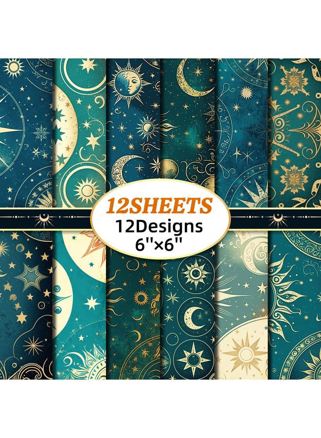 Bluejw 12 Sheets/pack Of Tarot Star Background Paper DIY Dream Universe Literature And Art Account Material Paper - Image 1