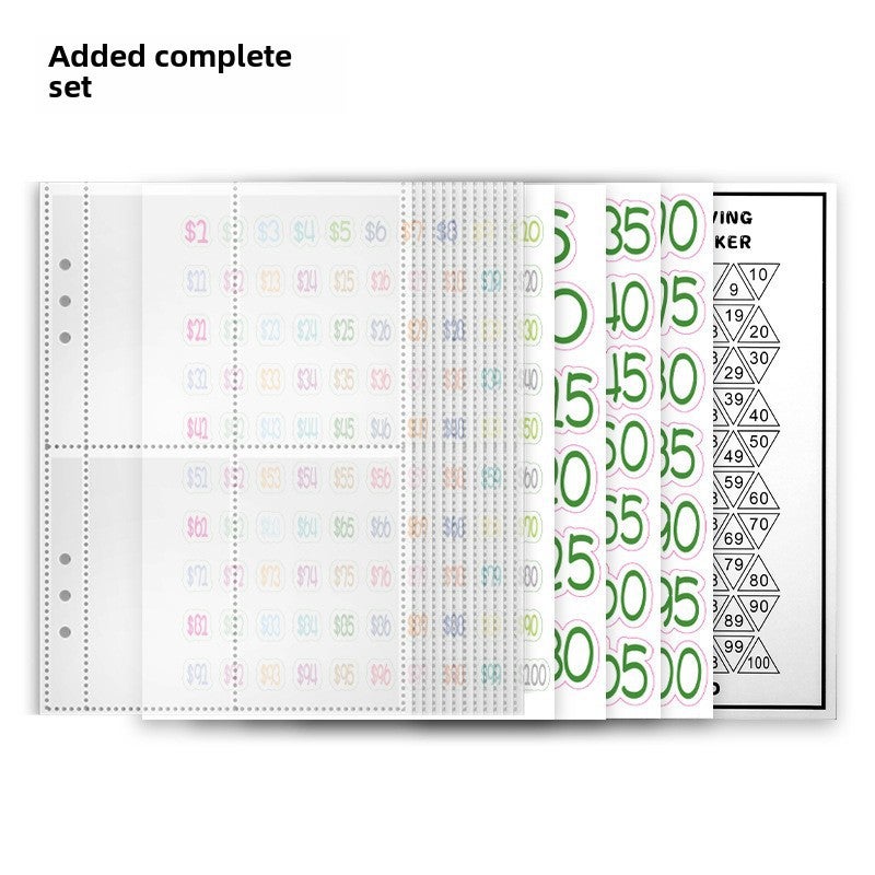 Generic A5 6-Ring Binder Refill, 100-Day Savings Challenge The new full set of inner core (four palace card film 25 100 days card paper a digital sticker) 