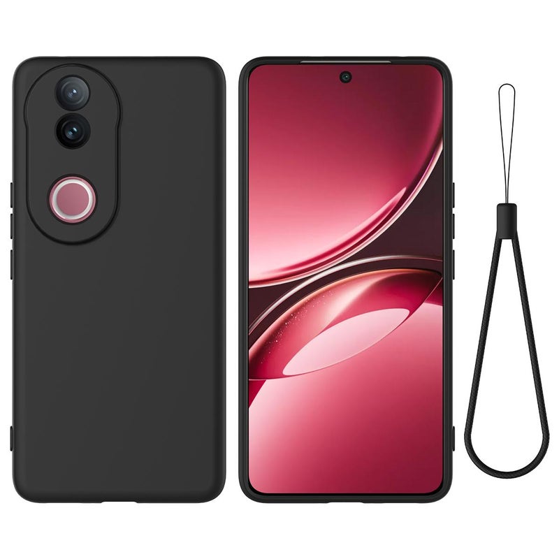 BURAQ Case Cover For vivo V50 Solid Color Liquid Silicone Dropproof Full Coverage Phone Case(Black) - Image 1