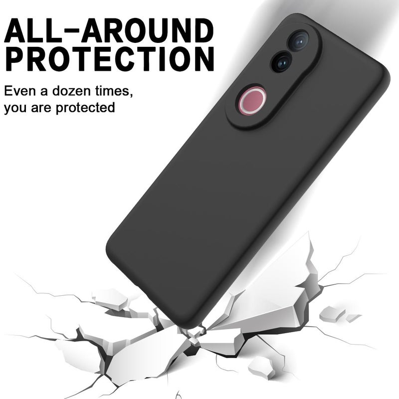 BURAQ Case Cover For vivo V50 Solid Color Liquid Silicone Dropproof Full Coverage Phone Case(Black) - Image 5