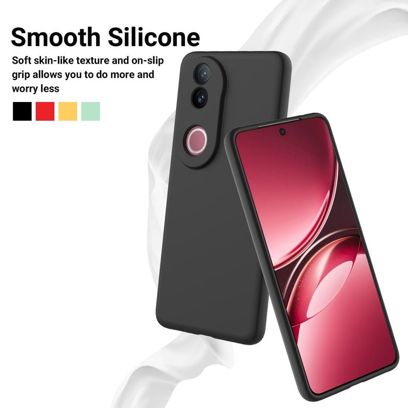 BURAQ Case Cover For vivo V50 Solid Color Liquid Silicone Dropproof Full Coverage Phone Case(Black) - Image 3