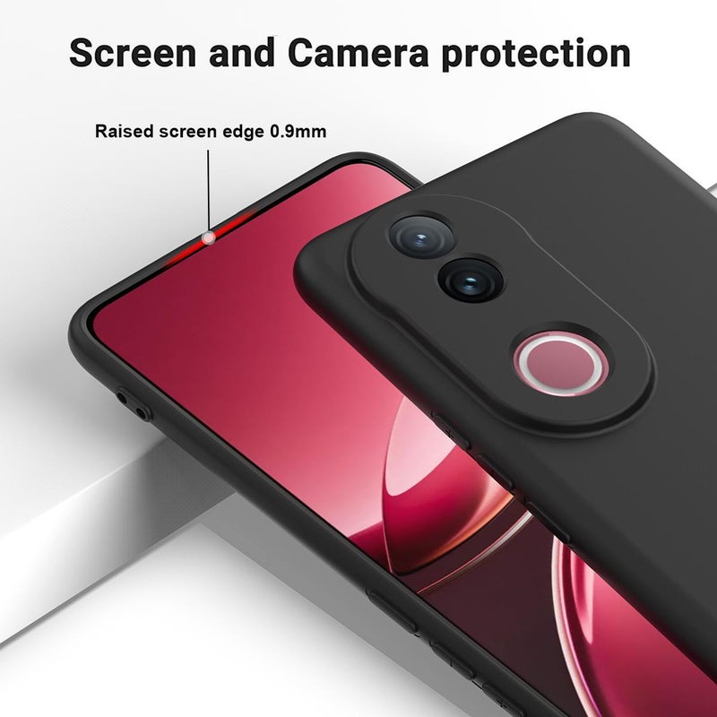 BURAQ Case Cover For vivo V50 Solid Color Liquid Silicone Dropproof Full Coverage Phone Case(Black) - Image 4