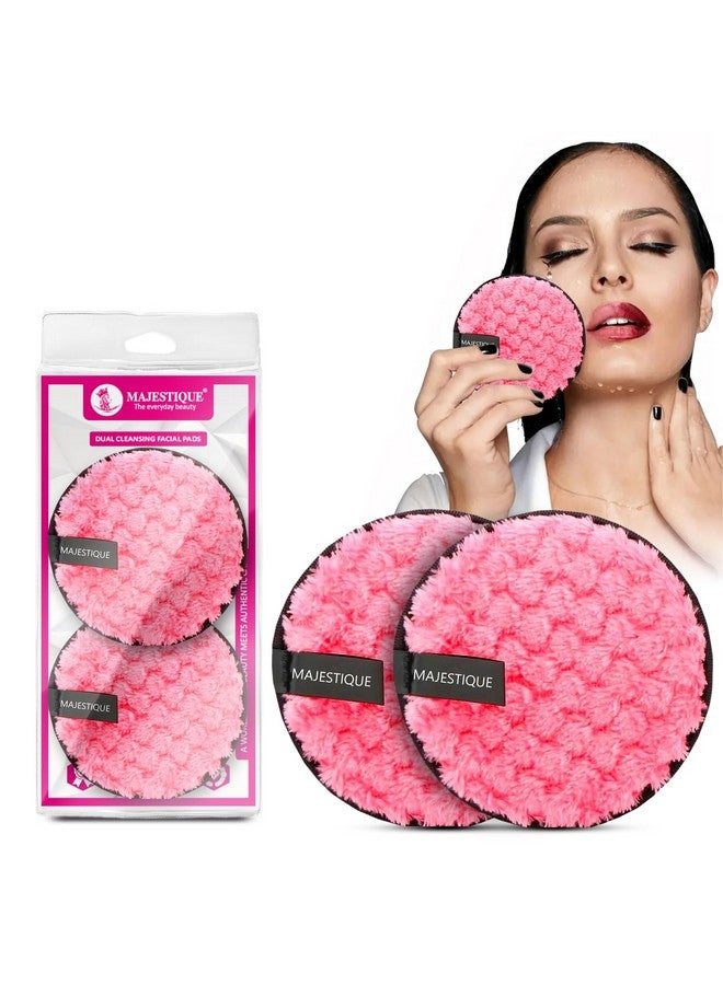 Majestique Facial Cleansing Sponge | Dual-Layer Makeup Remover Pads | Gentle Exfoliation | Reusable Pads for Face | Soft & Fluffy Makeup Cleaning Pads - 2Pcs/Multicolour - Image 1