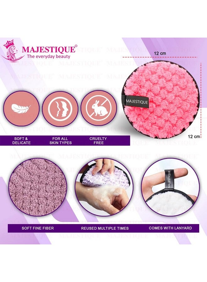 Majestique Facial Cleansing Sponge | Dual-Layer Makeup Remover Pads | Gentle Exfoliation | Reusable Pads for Face | Soft & Fluffy Makeup Cleaning Pads - 2Pcs/Multicolour - Image 2