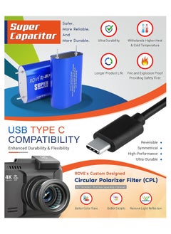 كاميرا ROVE R2-4K PRO، نظام GPS، كاميرا داش واي فاي 5G ، كاميرا داش كام 2160P UHD 30، شاشة IPS 2.4 بوصة، رؤية ليلية، WDR، زاوية واسعة 150 درجة، وضع انتظار السيارات لمدة 24 ساعة، يدعم 512 جيجابايت  - Image 3