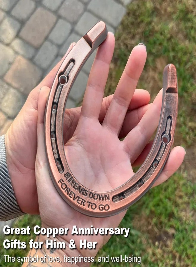 BESZONE Horseshoe 7th Anniversary Copper Gifts for Couple, 7 Year Wedding Anniversary Copper Gift for Her Him Wife Husband Traditional Handcrafted Engraved Unique Decor Horseshoe Represents Good Luck Strength - Image 5