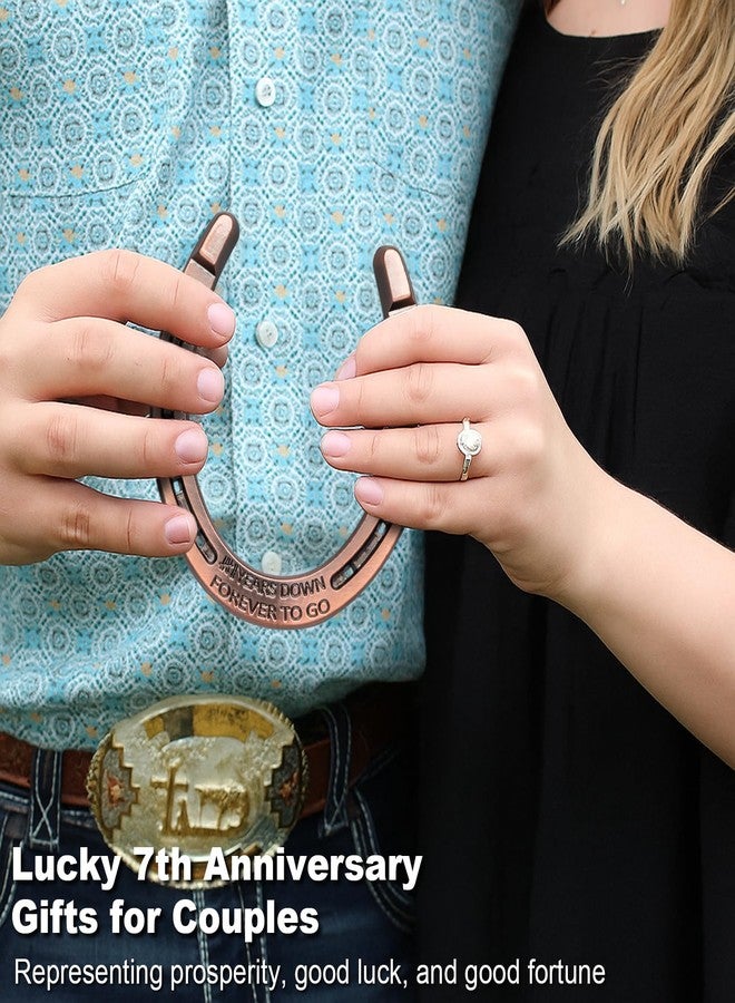 BESZONE Horseshoe 7th Anniversary Copper Gifts for Couple, 7 Year Wedding Anniversary Copper Gift for Her Him Wife Husband Traditional Handcrafted Engraved Unique Decor Horseshoe Represents Good Luck Strength - Image 3
