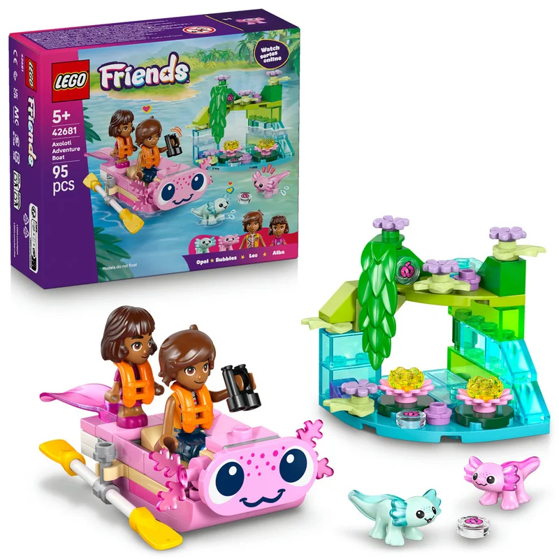 LEGO Friends Axolotl Adventure Boat Toy with Animals 42681 (Age 5+, 95 Pieces)