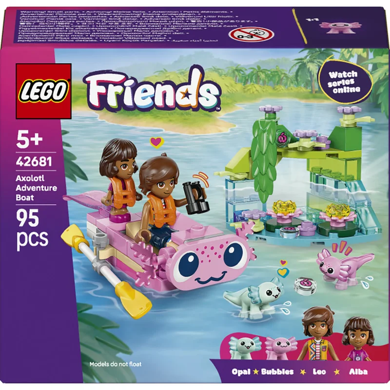 LEGO Friends Axolotl Adventure Boat Toy with Animals 42681 (Age 5+, 95 Pieces)