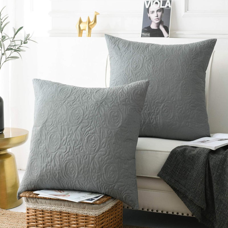 MarCielo 2 Pack Euro Sham Covers Euro sham 26x26 Grey Euro Sham 26 x 26 inches Grey
