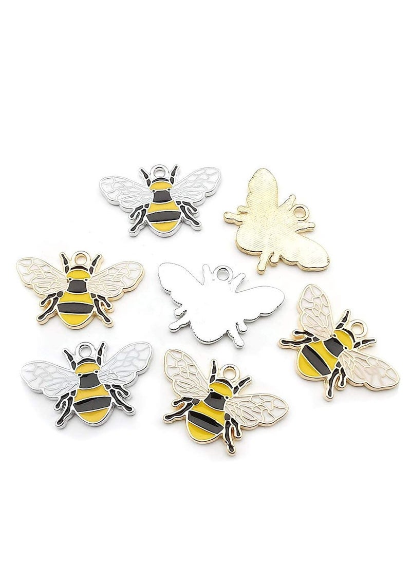 Excefore - 20Pcs Honeybee Charms Assorted Gold Plated Enamel Bee Honeybee Charms For Jewelry Making Necklace Bracelet Earring, Diy, Jewelry Making Accessory, Exquisite, Decorative, Pendant, Women, Party - Image 1