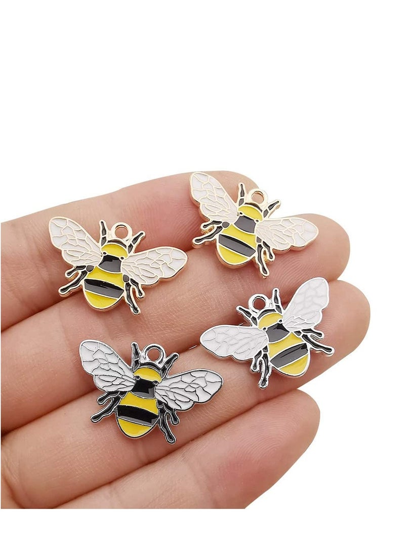 Excefore - 20Pcs Honeybee Charms Assorted Gold Plated Enamel Bee Honeybee Charms For Jewelry Making Necklace Bracelet Earring, Diy, Jewelry Making Accessory, Exquisite, Decorative, Pendant, Women, Party - Image 1