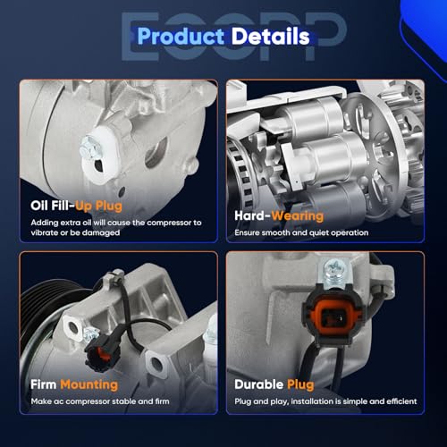 ECCPP AC Compressor Fit for Nissan Altima 2.5L 2002 2003 2004 2005 2006 AC Compressor for Car Rapid Cooling - Image 3