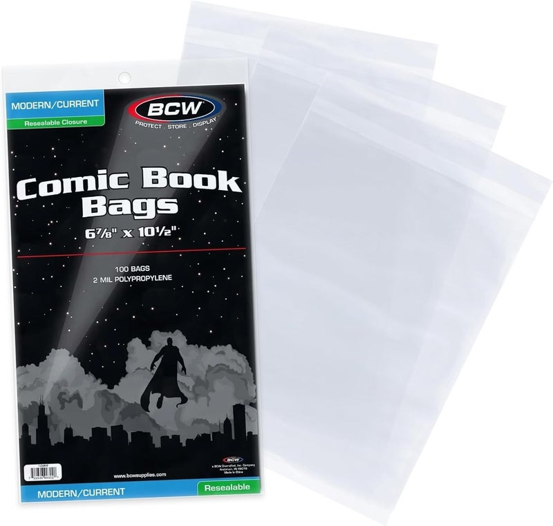 بي سي دبليو أكياس كتب الكوميكس القابلة لإعادة الإغلاق من BCW (100 قطعة) - Image 1