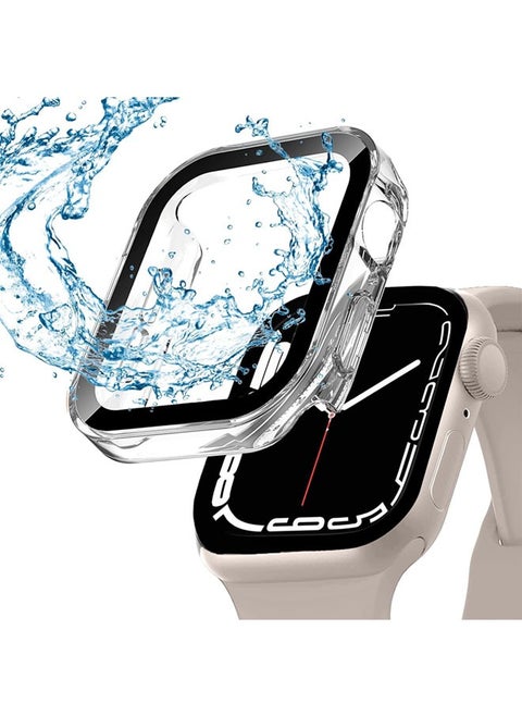 Apple Watch Series 7/8/9 Waterproof Case with Screen Protector Tempered Glass Water-Resistant Shockproof Protective Case (45mm, Clear)