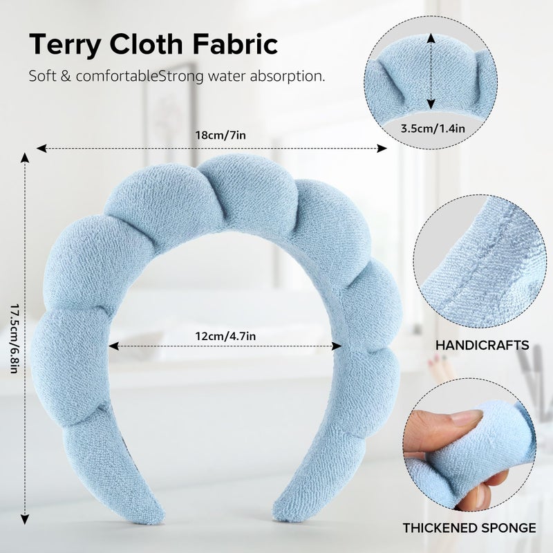 Ztomine Face Wash Headband, Set of 2 - Terry Cloth Spa Headbands for Washing Face or Facial, Puffy Makeup Headbands for Skincare, Mask, Hair Salon, Professional Use (Black & Blue) - Image 5