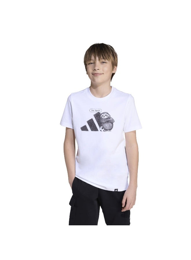 Adidas J Yay Sport T White Training T-Shirts For Junior 7-8Y - Image 2