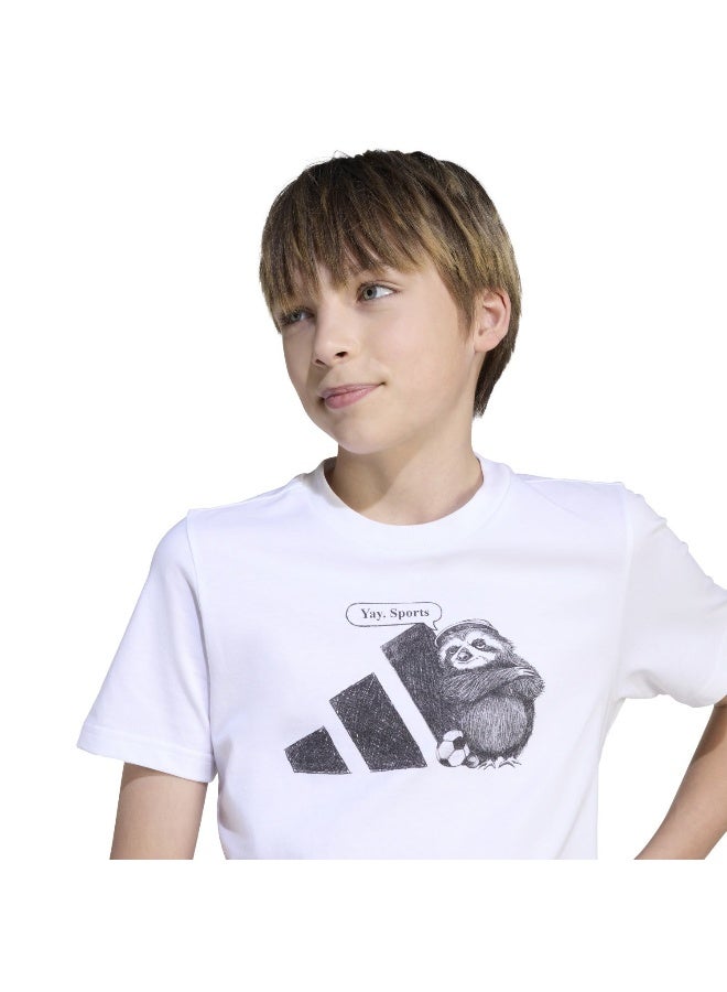 Adidas J Yay Sport T White Training T-Shirts For Junior 7-8Y - Image 5