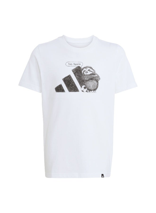 Adidas J Yay Sport T White Training T-Shirts For Junior 7-8Y - Image 1