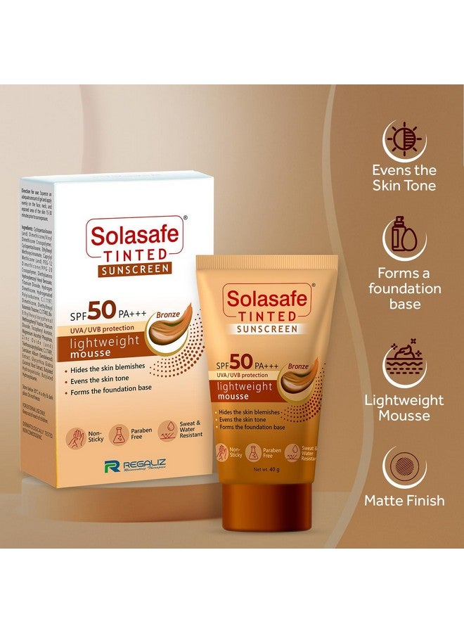 Solasafe Tinted Bronze Sunscreen SPF 50 | Broad Spectrum Sun Protection & Skin Tone Corrector | Lightweight Formula | Suitable for All Skin Types | - Image 4