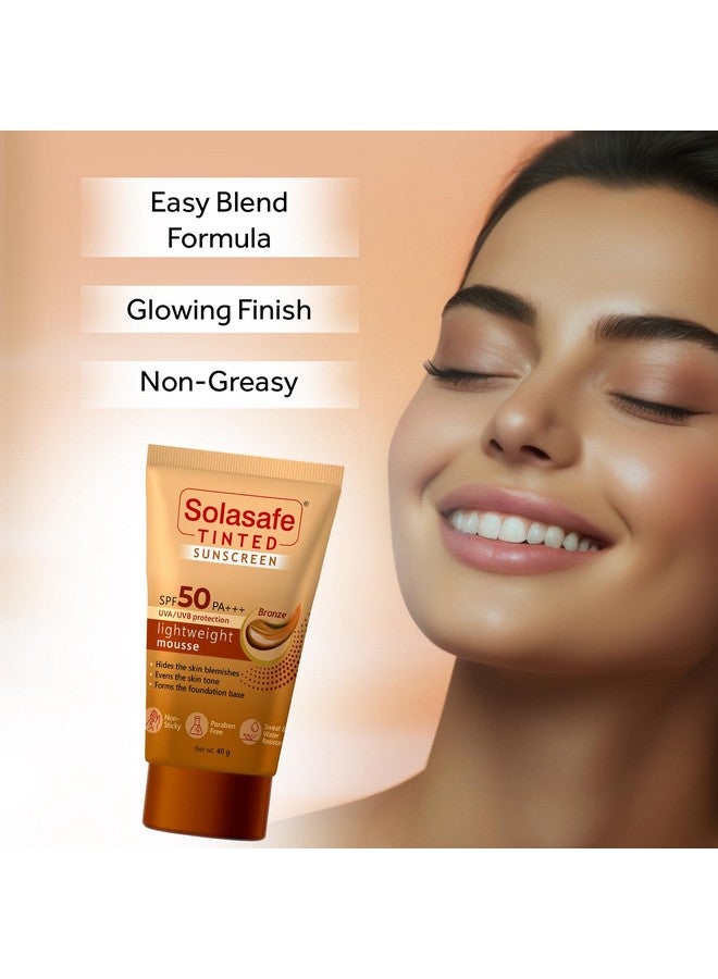 Solasafe Tinted Bronze Sunscreen SPF 50 | Broad Spectrum Sun Protection & Skin Tone Corrector | Lightweight Formula | Suitable for All Skin Types | - Image 5
