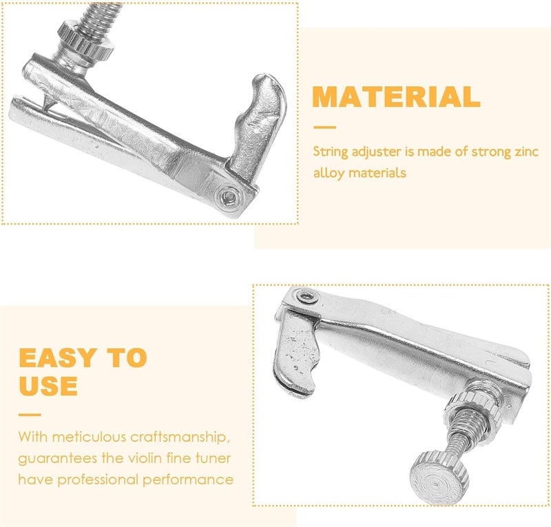 4pcs Zinc Alloy Violin Fine Tuners for Violins String Adjuster Replacement Professional with Stylish Silver Finish - Image 2