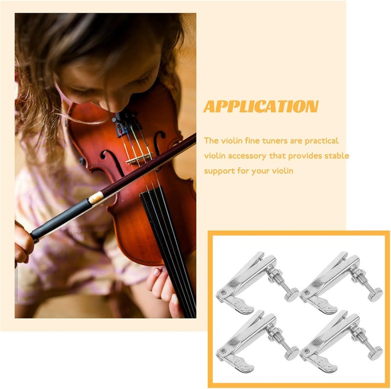 4pcs Zinc Alloy Violin Fine Tuners for Violins String Adjuster Replacement Professional with Stylish Silver Finish - Image 5
