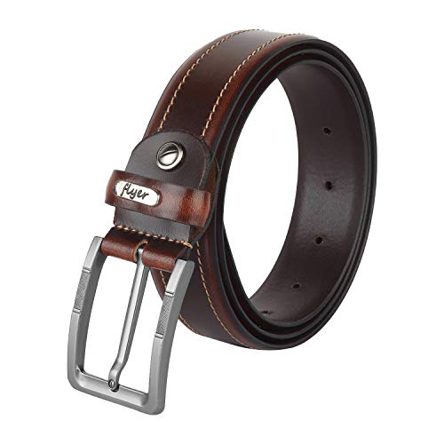 Flyer Men's Leather Belt (Formal/Casual) (Colour -Brown) (Size -28) Buckle Adjustable Size Genuine Leather (BR1512-28) (Pack of 1) - Image 2