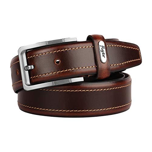 Flyer Men's Leather Belt (Formal/Casual) (Colour -Brown) (Size -28) Buckle Adjustable Size Genuine Leather (BR1512-28) (Pack of 1) - Image 1