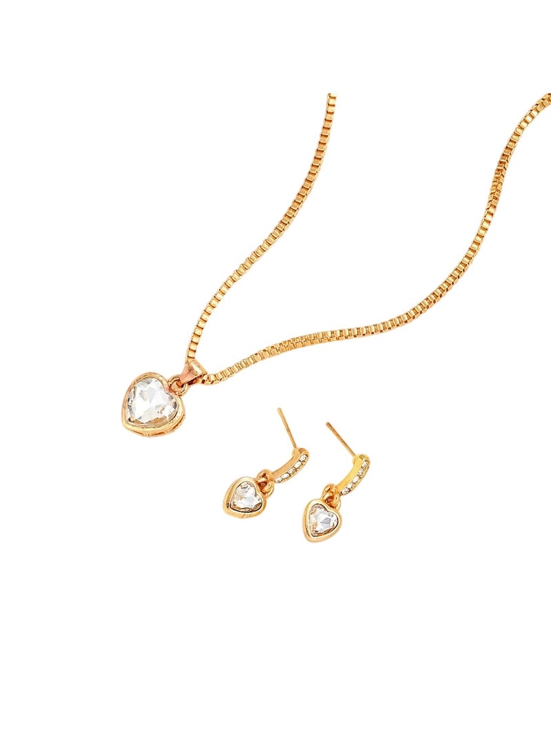 Huitich Elegant Heart Crystal Jewelry Set Necklace & Earrings for Women - Image 1