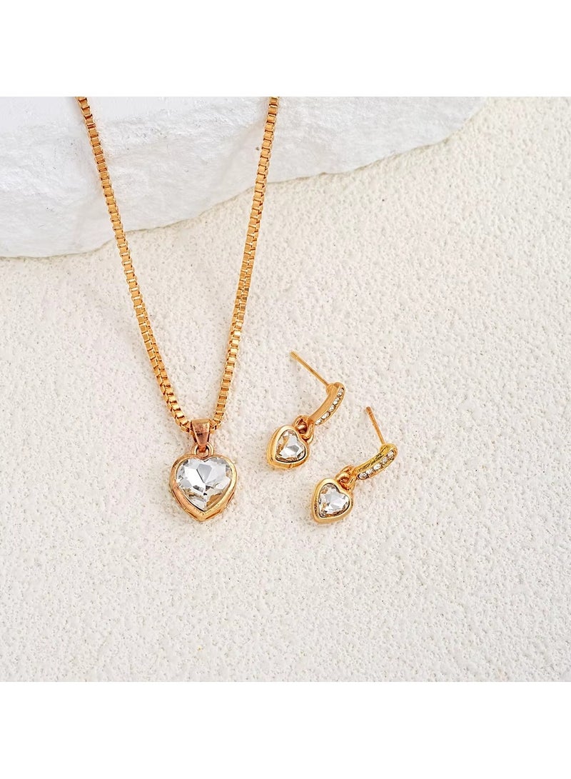 Huitich Elegant Heart Crystal Jewelry Set Necklace & Earrings for Women - Image 5