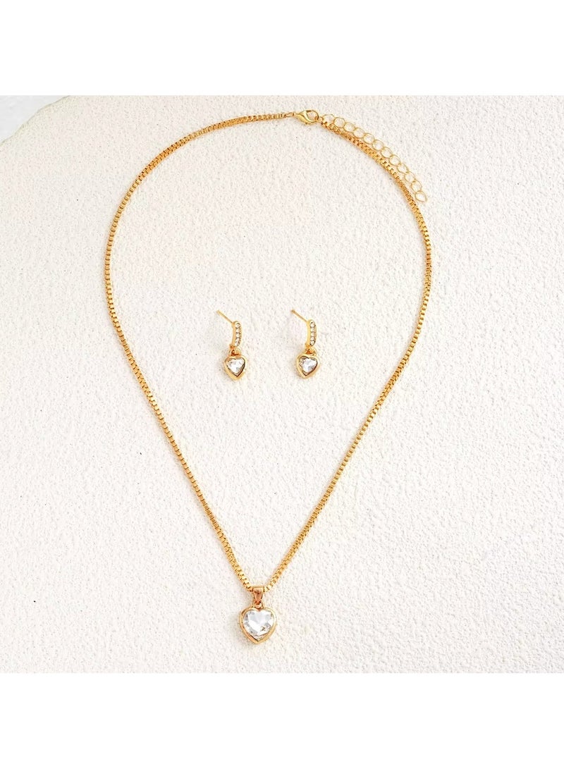 Huitich Elegant Heart Crystal Jewelry Set Necklace & Earrings for Women - Image 2