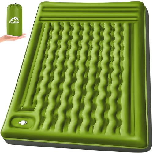 FNARMW Double Sleeping Pad Camping Self Inflating 6 ExtraThick 2 Person Pillow Builtin Foot Pump Waterproof Inflatable Sleeping Mat Backpacking Tent Hiking Portable Camping Pad Yellow Grey - Image 1