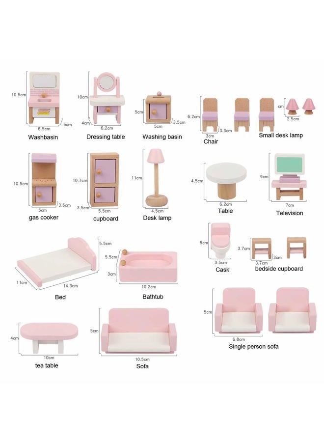 Lynkaye 22 Pieces Wooden Dollhouse Furniture Accessories 1:12 Scale Wooden Toys Doll House Furnishings for Girls Doll Living Room,Kitchen,Dining Room,Bedroom,Bathroom - Image 3