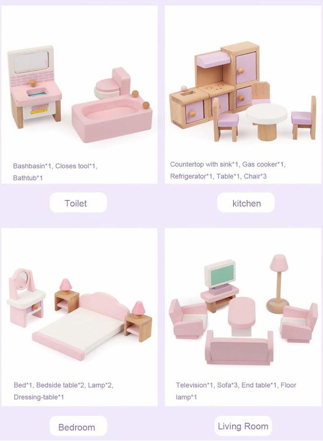 Lynkaye 22 Pieces Wooden Dollhouse Furniture Accessories 1:12 Scale Wooden Toys Doll House Furnishings for Girls Doll Living Room,Kitchen,Dining Room,Bedroom,Bathroom - Image 4