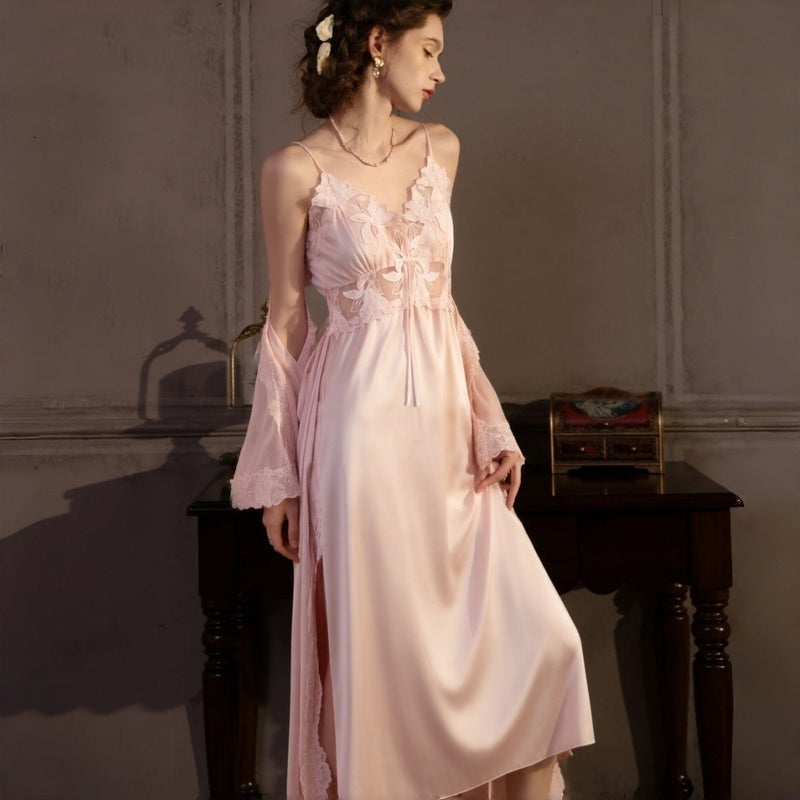 Chen Xie Summer Ice Silk Sexy Nightgown - Long Slip Dress for Home & Relaxation - Image 4